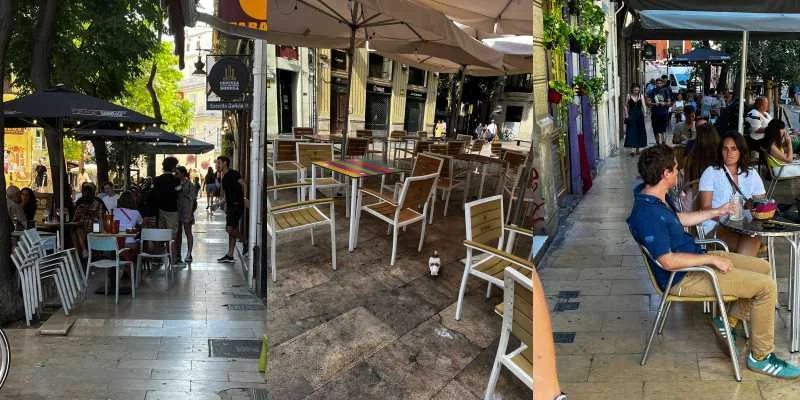 Amics del Carme denuncia la invasión de terrazas en el Carmen que impide poder disfrutar del espacio público