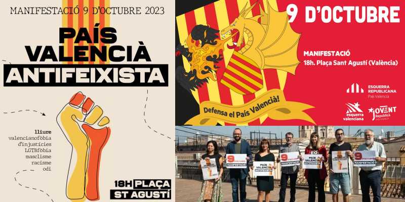 El 9 d'Octubre por la tarde el catalanismo llama a "luchar y defender" su "país valencià" en tonos belicistas