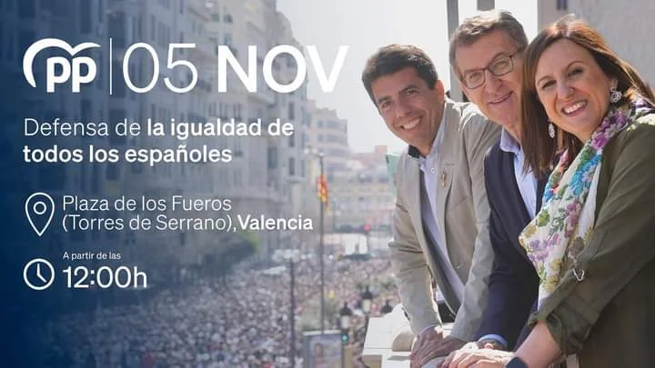 El PP celebrará un gran acto contra la amnistía mañana en Valencia con presencia de Feijóo