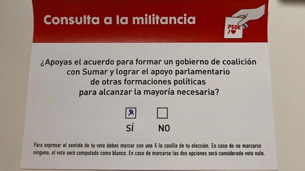 La militancia socialista ratifica que Sánchez forme Gobierno en España pero sólo acude el 62% de militantes a votar