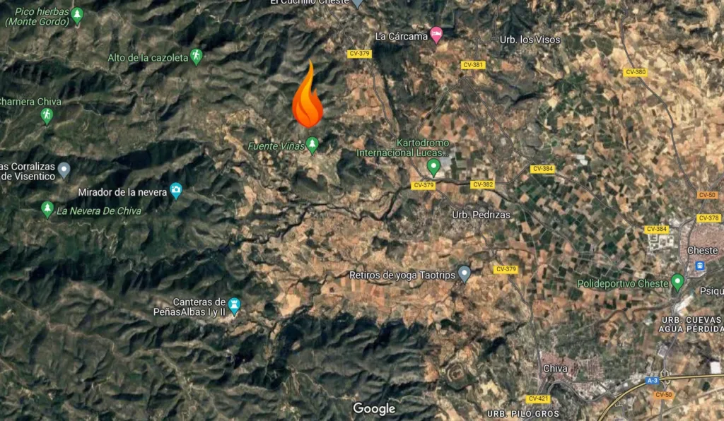 Pendientes de un nuevo incendio en Chiva esperando si es declarado como incendio forestal