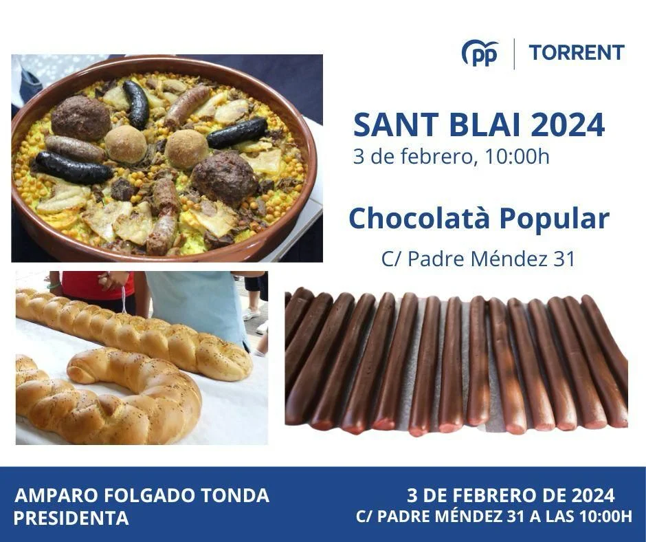El PP de Torrent invita a desayunar chocolate en su sede por Sant Blai