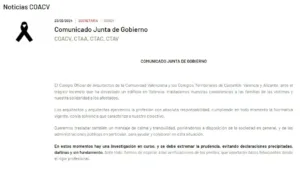 Comunicado colegio de arquitectos valencia incendio