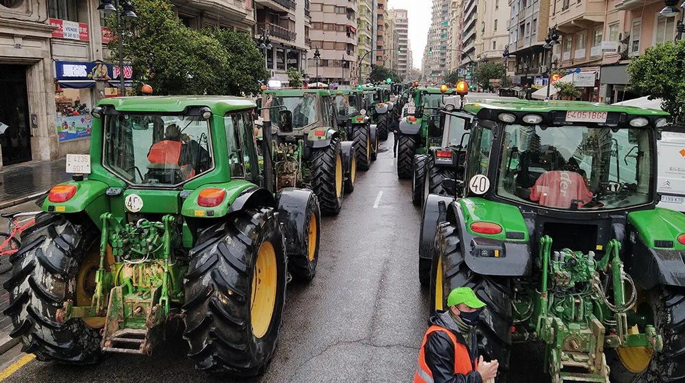 Los tractores entrarán a Valencia este jueves con la protesta de los agricultores