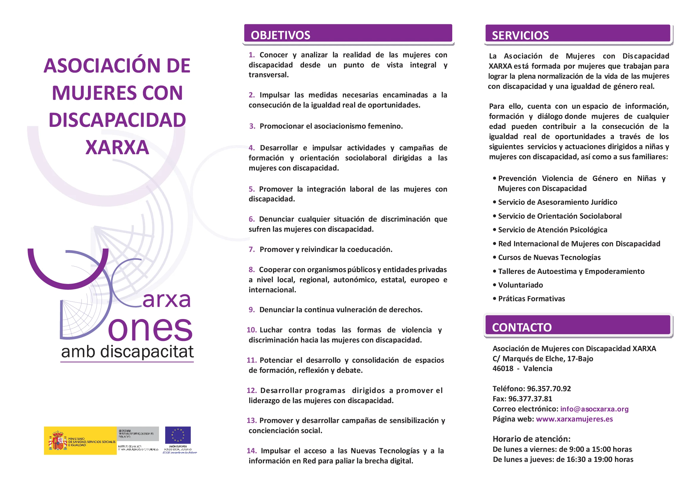 Tríptico Asociación Xarxa