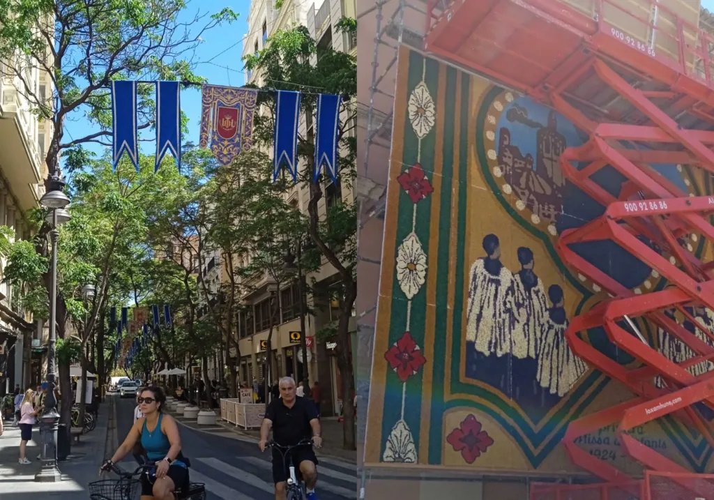 El centro de Valencia se engalana para la festividad de la Mare de Deu