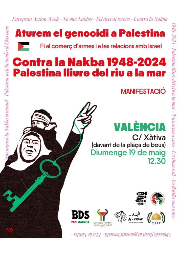 Manifestación pro-palestina hoy por el centro de Valencia