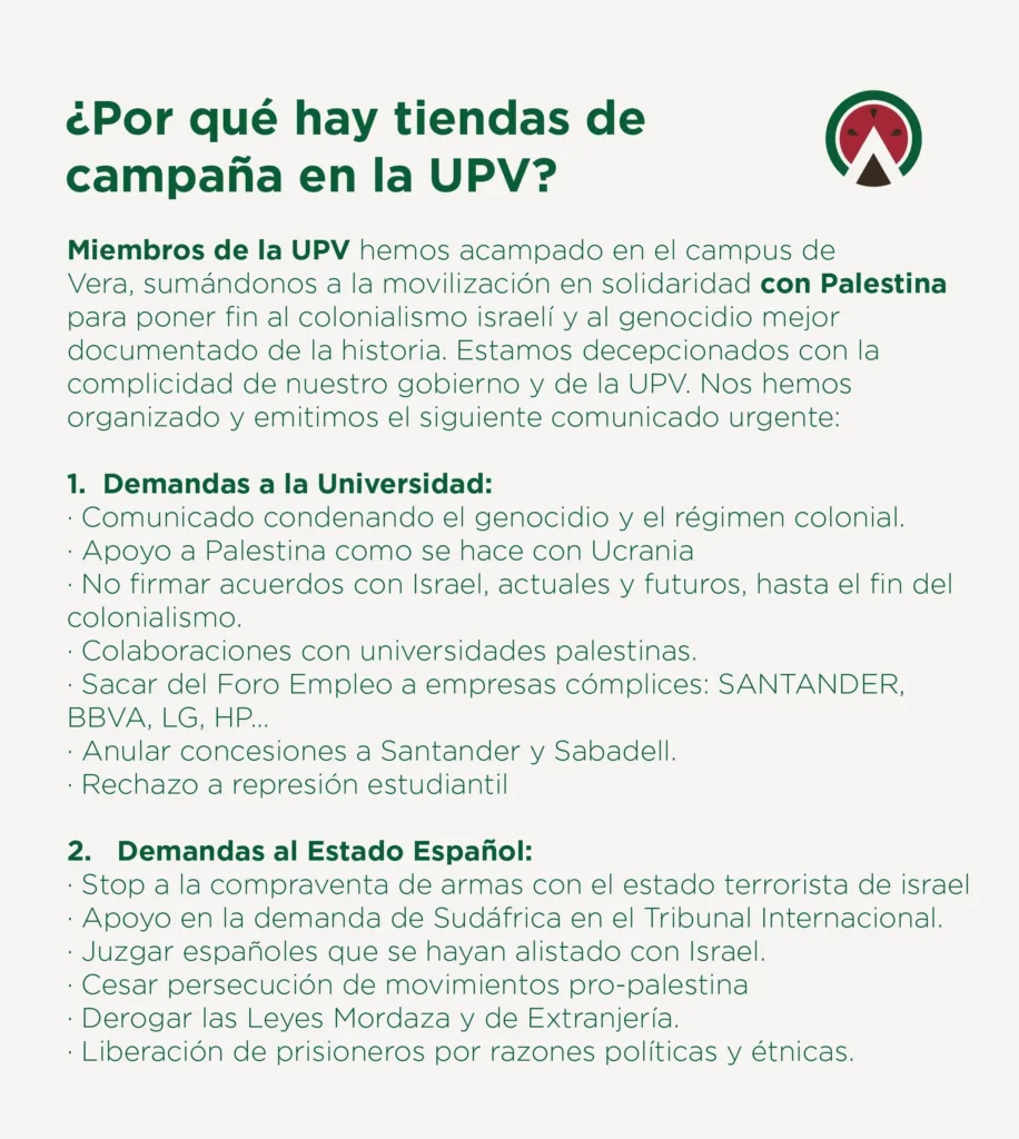 manifiesto acampada UPV