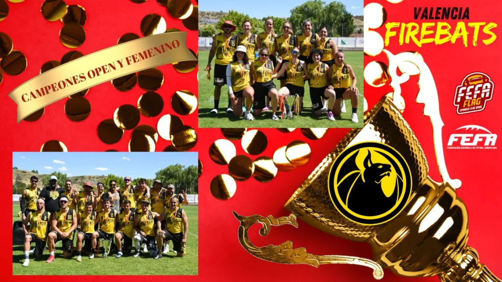 PORTADA VALENCIA FIREBATS CAMPEONES FLAG FOOTBAL OPEN Y FEMENINO 2024