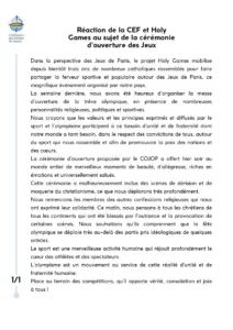 Comunicado Conferencia Episcopal Francesa sobre Juegos Olímpicos escena