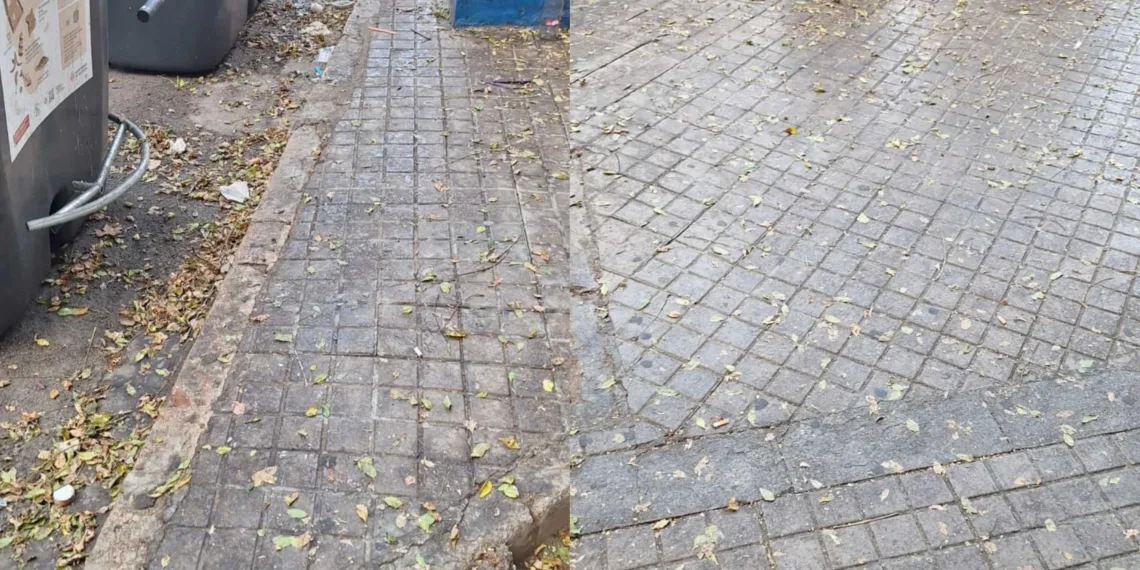 Las calles de muchos barrios de Valencia sucias y pegajosas este mes de agosto en una evidente falta de limpieza