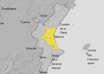 Aviso amarillo por fuertes lluvias esta noche en el Golfo de Valencia y mañana por fuertes vientos en Castello