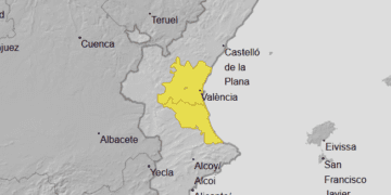 Aviso amarillo por fuertes lluvias esta noche en el Golfo de Valencia y mañana por fuertes vientos en Castello
