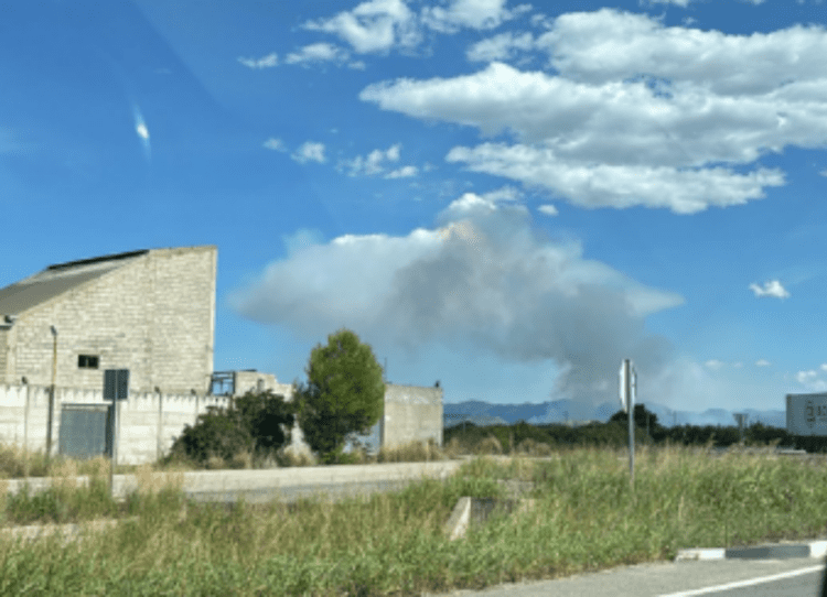 4 medios aéreos luchan contra un Incendio Forestal en Simat de la Valldigna