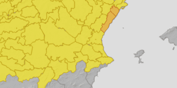 Nuevo aviso nivel naranja en la costa de Castello, nivel amarillo en Valencia, resto de Castello y norte de Alicante