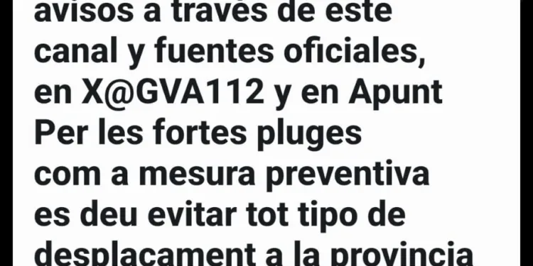 Protección Civil emite alerta en Valencia por fuertes lluvias y riesgo de inundaciones: se pide evitar desplazamientos 1 Protección Civil emite alerta en Valencia por fuertes lluvias y riesgo de inundaciones: se pide evitar desplazamientos