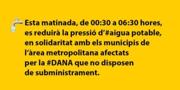 Aviso importante: Reducción de la presión de agua en Valencia en solidaridad con los municipios afectados por la DANA