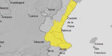 Avisos nivel amarillo por lluvias para martes y miércoles en la Comunitat Valenciana