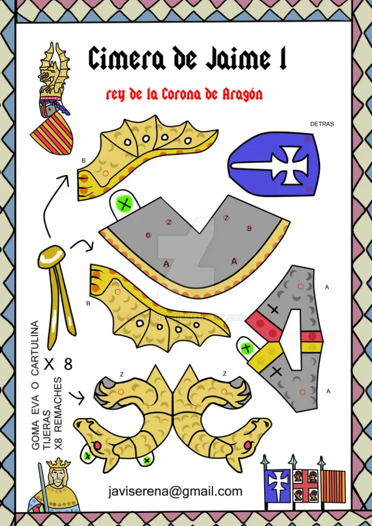 9 de octubre: actividades educativas para el Día de la Comunidad Valenciana, dibujos para colorear 6 casco de jaime el conquistador rey de aragon by javidivx d8gogub