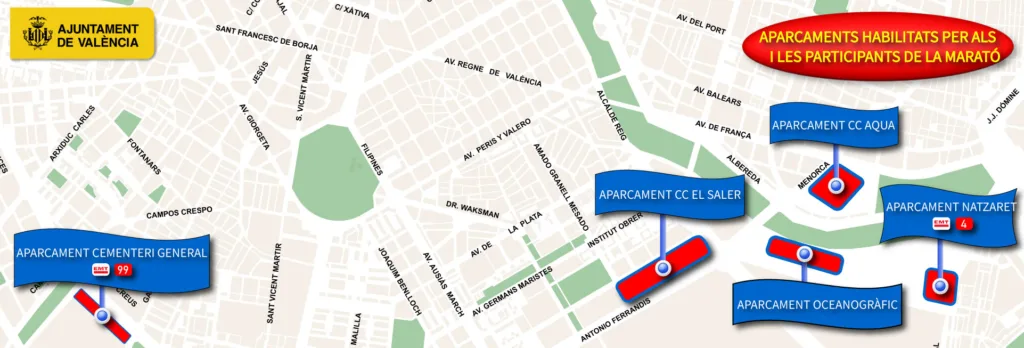 El Maratón de Valencia 2024 activa un dispositivo especial de tráfico y transporte 6 1125 APARCAMENTS MARATO 1