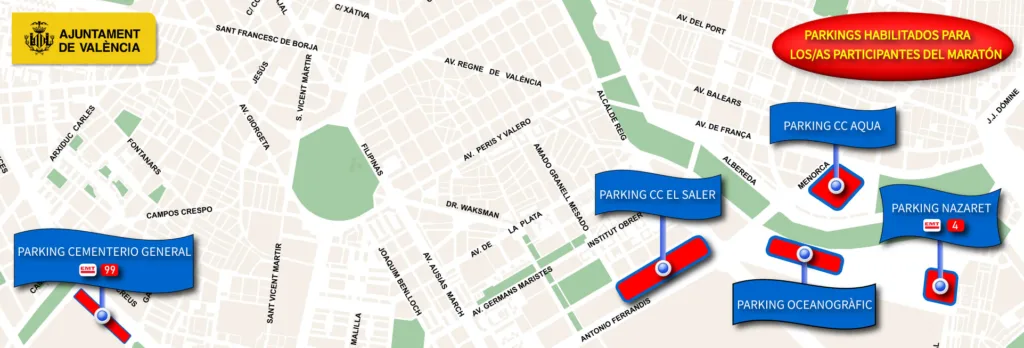 El Maratón de Valencia 2024 activa un dispositivo especial de tráfico y transporte 5 1125 APARCAMIENTOS MARATON 2