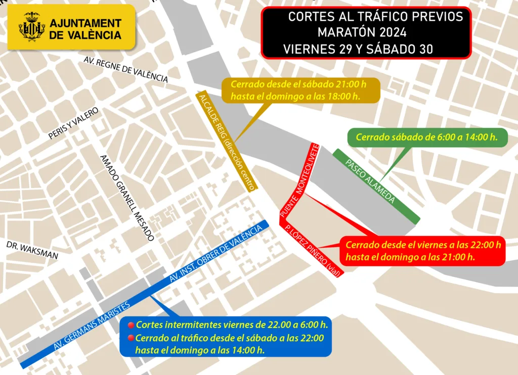 El Maratón de Valencia 2024 activa un dispositivo especial de tráfico y transporte 4 1125 CORTES VIERNES Y SABADO 1