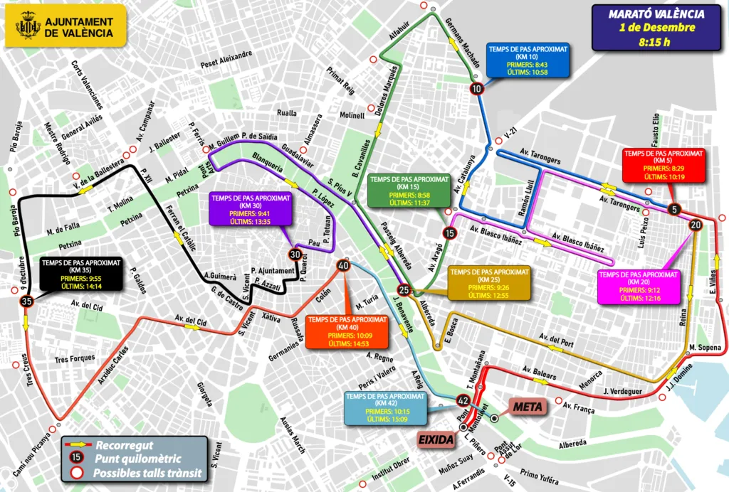 El Maratón de Valencia 2024 activa un dispositivo especial de tráfico y transporte 3 1125 MARATO 2024 amb temps de pas 1