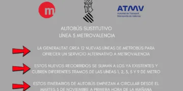 MetroValencia desde mañana pone un servicio de autobús para sustituir parte de las líneas 1 y 2 de metro