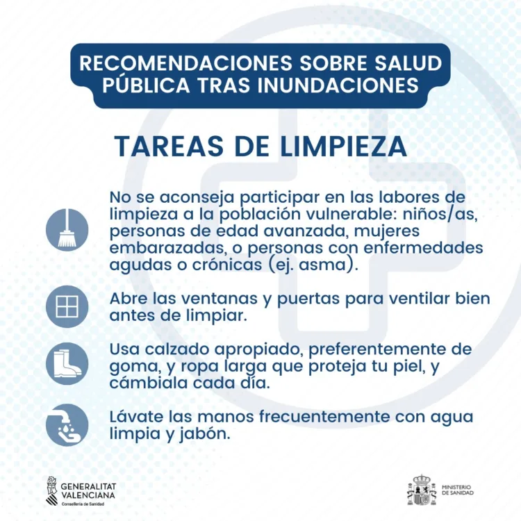Guía de salud para zonas #DANA o personas que hayan participado en tareas de limpieza
