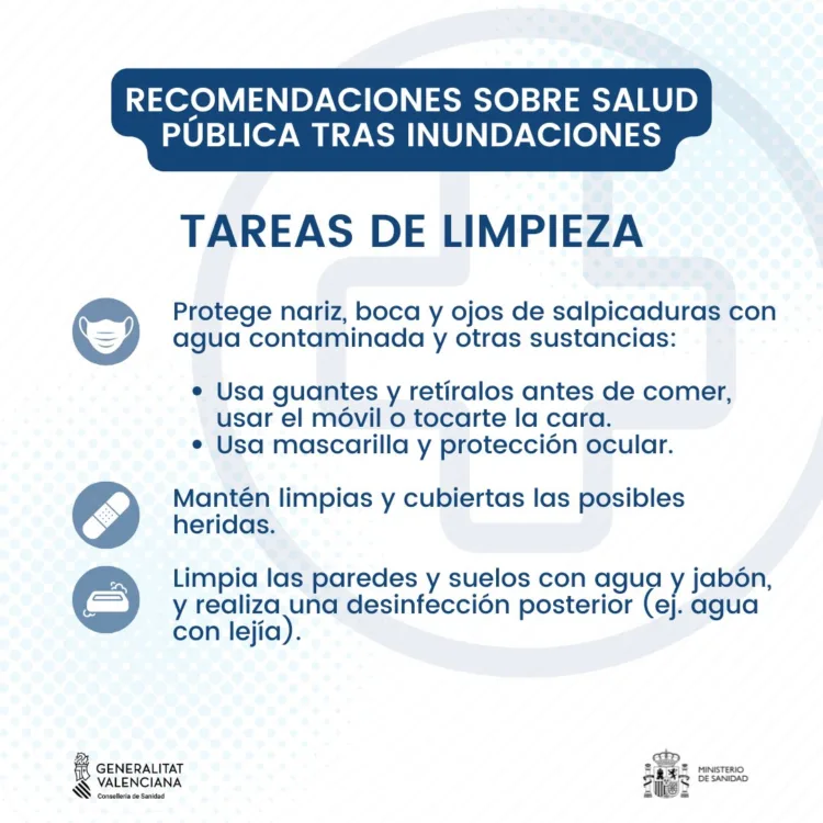 Guía de salud para zonas #DANA o personas que hayan participado en tareas de limpieza