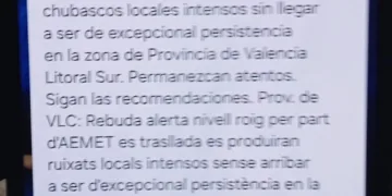 Alerta roja en Valencia: Protección Civil envía aviso de emergencia a móviles por riesgo de lluvias intensas