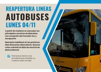 Metrobús restaura las principales líneas del área metropolitana de Valencia para facilitar el acceso de los ciudadanos al transporte público