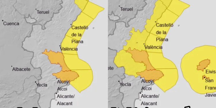 Avisos amarillos y naranjas por fuertes precipitaciones a partir de esta tarde 1 Avisos amarillos y naranjas por fuertes precipitaciones a partir de esta tarde