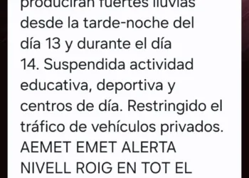 La alerta roja suena en Valencia: fuertes lluvias obligan a suspender actividades y restringir el tráfico