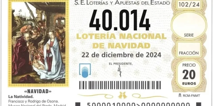 El 40.014, segundo premio de la Lotería de Navidad 2024, reparte 1.250.000 euros por serie