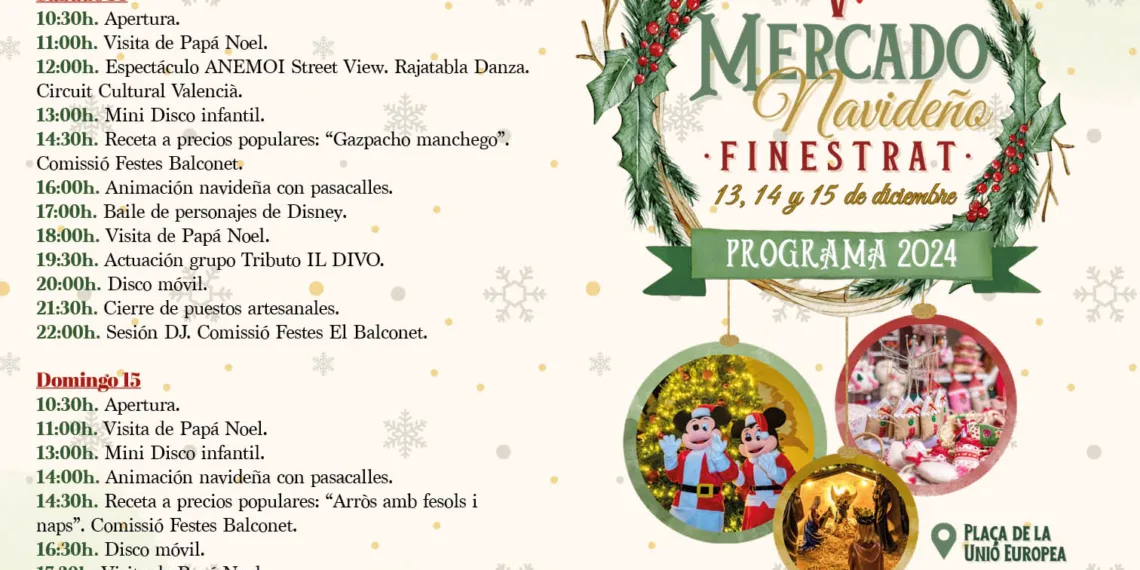 Finestrat celebra este fin de semana su Mercado de Navidad en la Plaza de la Unió Europea 1 Finestrat celebra este fin de semana su Mercado de Navidad en la Plaza de la Unió Europea