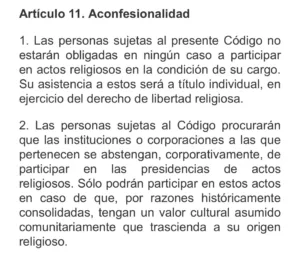 De Compromis y sus incumplimientos de no asistir a procesiones y oficios religiosos. Que dimitan 6 codigo buenas practicas generalitat