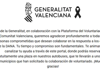 La Generalitat lanza un portal web para coordinar la solidaridad con los afectados por la DANA