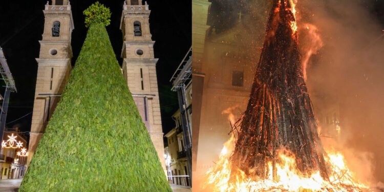 Canals volvió a cumplir la tradición y encendió la hoguera más grande del mundo por San Antón 1 Canals volvió a cumplir la tradición y encendió la hoguera más grande del mundo por San Antón