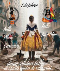 La Falla Faro Mar de Cullera organiza una comida solidaria con una comisión de Paiporta afectada por la Dana