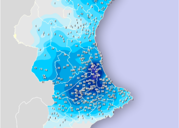 La Ribera sigue acumulando litros de precipitación, Alzira supera los 83 litros acumulados hoy