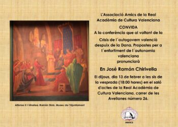 Juristes Valencians dona hui una conferència en la RACV al voltant de la crisis de l'autogovern despuix de la #DANA