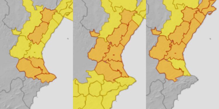 Tres días de alertas naranjas ( hasta jueves) por lluvias persistentes en la Comunitat Valenciana