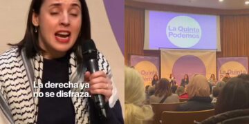 Frente Obrero revienta un acto a Irene Montero y ésta les acusa de fascistas de derechas