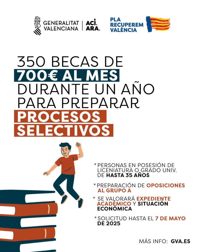 La Generalitat Valenciana lanza 350 becas de 700 € al mes para preparar oposiciones del grupo A 2 492416642 990890756493846 102322662957785406 n