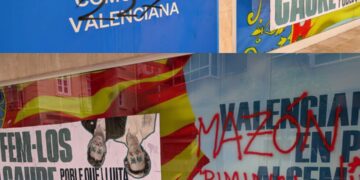 Ataque a la sede del PPCV por colectivos catalanistas de extrema izquierda
