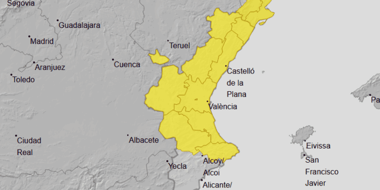 AEMET activa los avisos nivel amarillo por lluvias y tormentas para martes 22 de abril