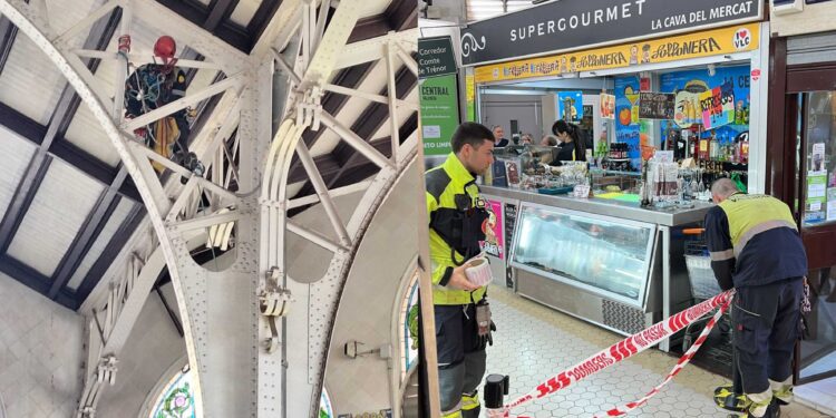 El Ayuntamiento comienza a inspeccionar el Mercado Central tras los últimos desprendimientos del techo 1 El patrimonio del Mercado Central que Catalá margina y olvida