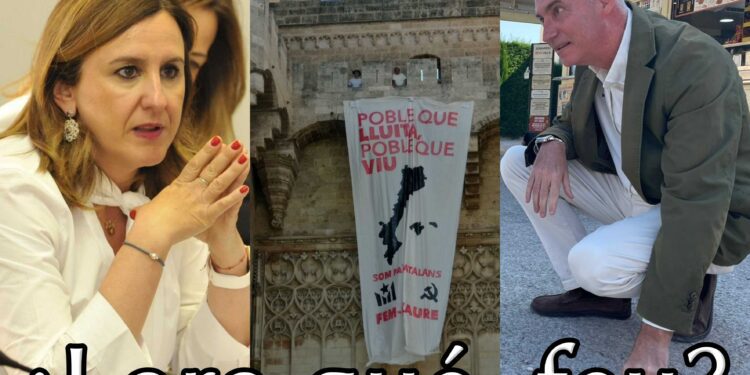 I la història es repetix, una atra vegada les Torres de Serrans utilisades com a soport publicitari del catalanisme