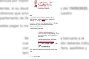 Educación alerta de un intento de estafa por correo electrónico suplantando a la Conselleria